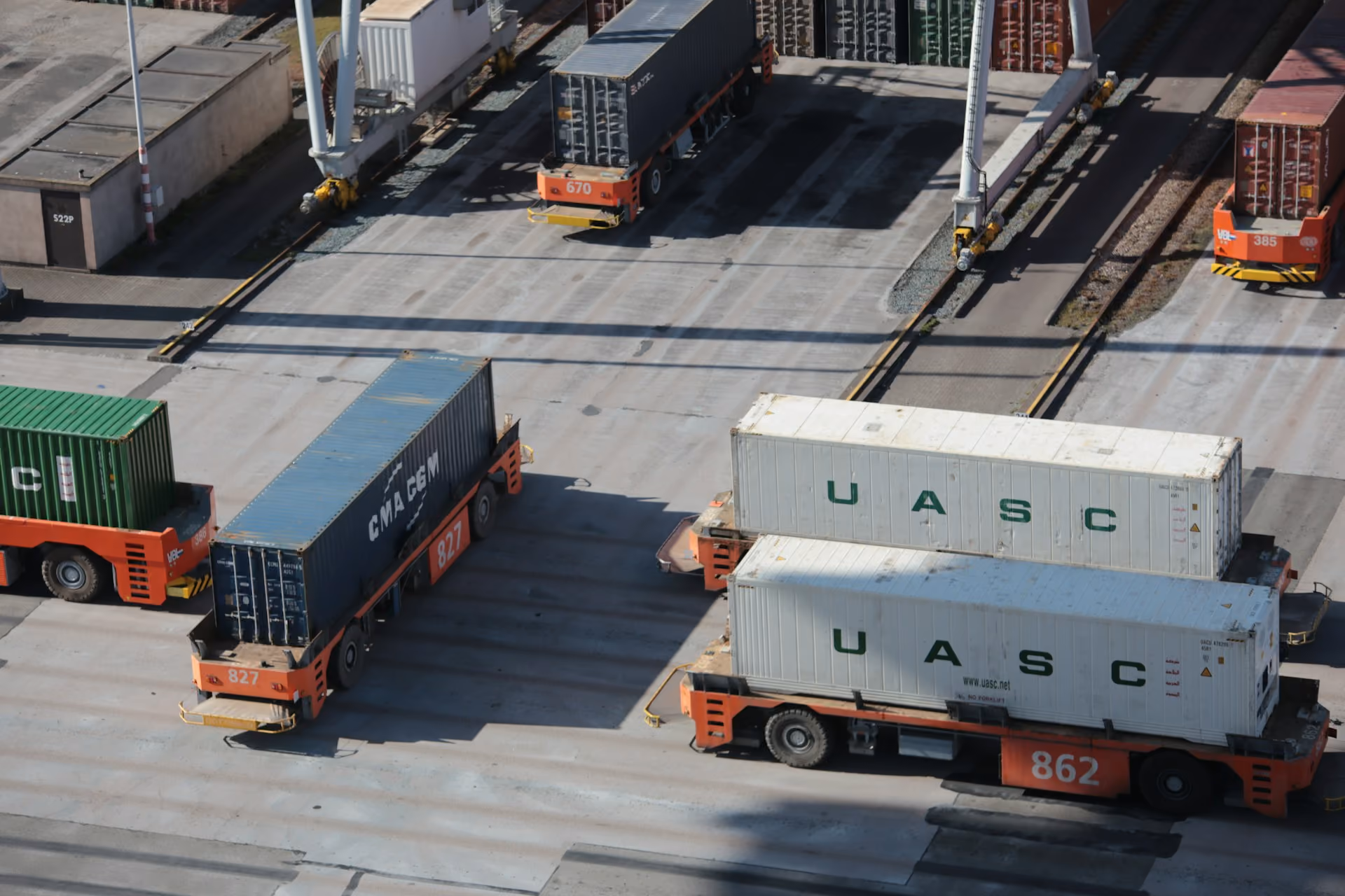 Aerial view of a container yard